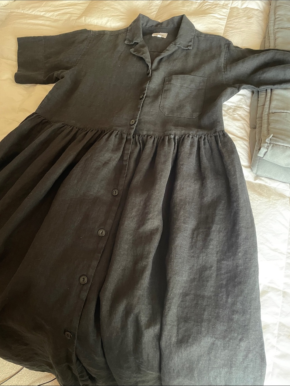 SOLD MATE the Label Black Linen Button-Up Maxi Shirt Dress